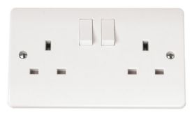CMA036  Mode White 13A 2 Gang DP Switched Socket Outlet